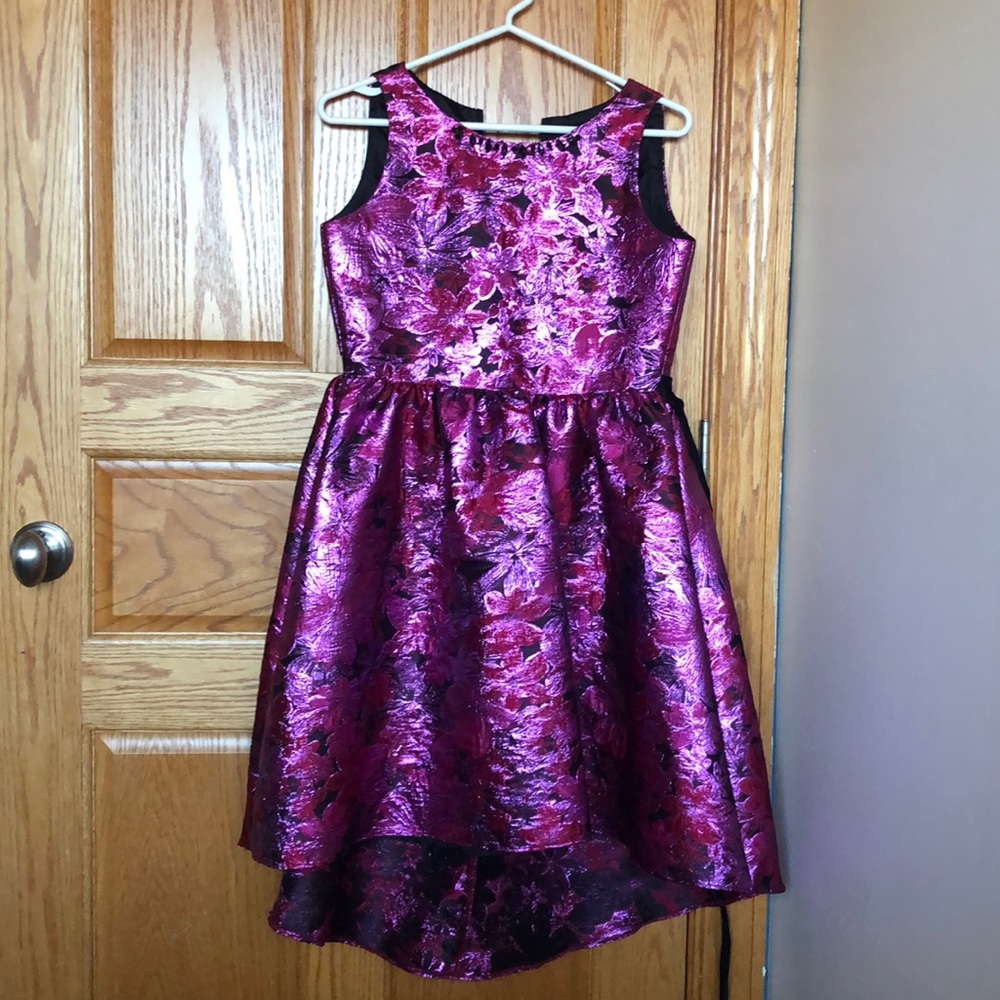 Rare Editions Metallic Pink/Purple Floral Dress